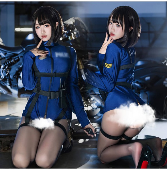 FEE ET MOI - Sexy FBI Officer Seductive Bodycon Catsuit (Blue)